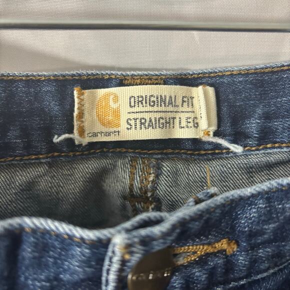 Carhartt Original Fit Straight Leg Jeans Women’s Size 14 Short Blue Denim - Picture 3 of 3
